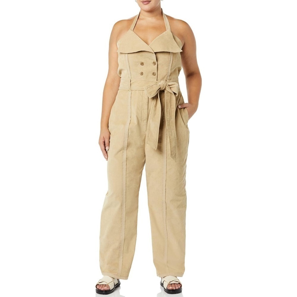 Making the Cut corduroy wide leg Halter Deconstructed Jumpsuit size Medium NWT - Picture 5 of 15